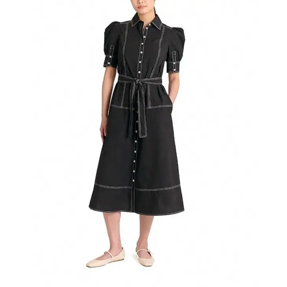 Cartolina Francesca Noir Midi Dress Cotton Black Size Large *No Belt*